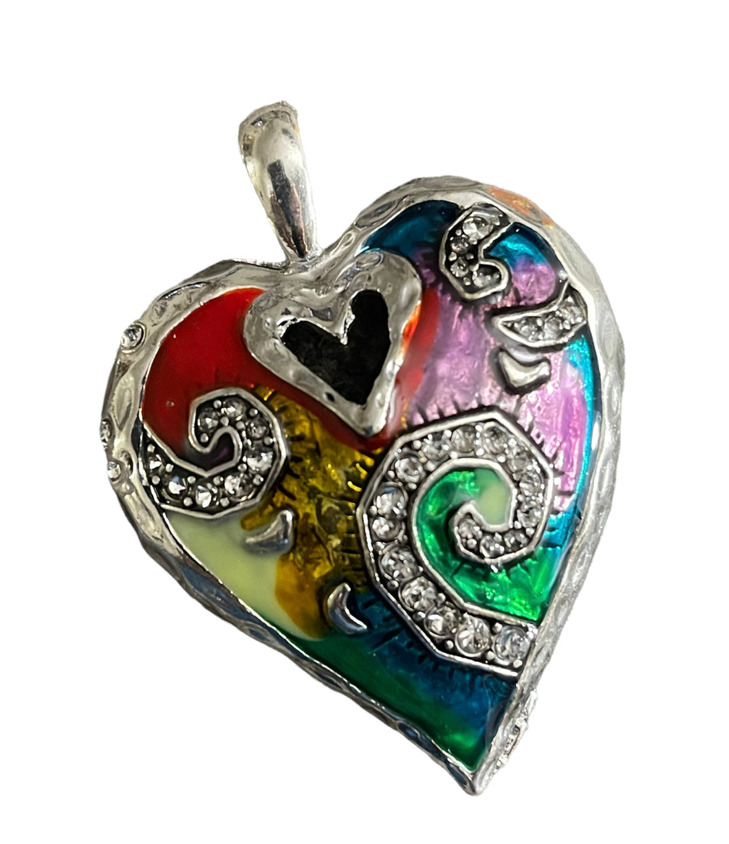 Pendant Multicolor Designer Heart With Crystal Accents