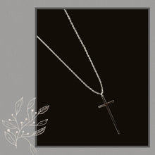 Load image into Gallery viewer, Necklace - Skinny Silvertone Cross - perfect!
