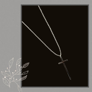 Necklace - Skinny Silvertone Cross - perfect!