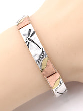Load image into Gallery viewer, Bracelet ~ Stretch Tri Tone with Dragonfly
